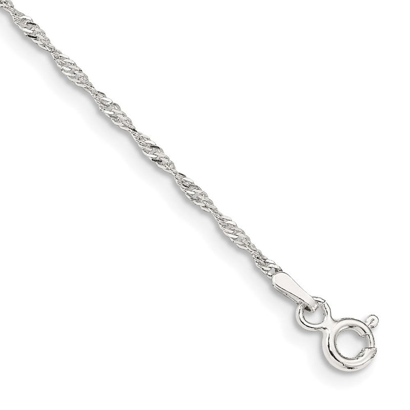 9 Zoll Sterlingsilber 1.4mm Singapurkette Kette Fußkettchen