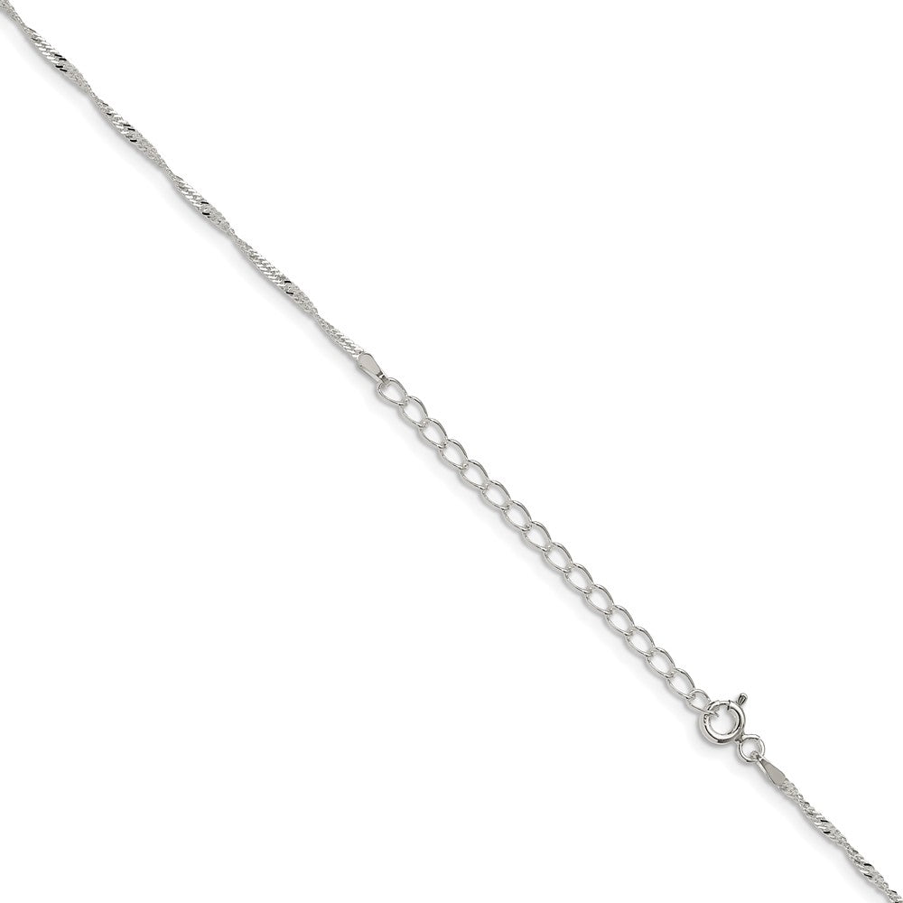 Sterlingsilber 1.4mm Singapurkette Kette mit 2 Zoll Verlängerung. Halskette