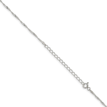 Sterlingsilber 1.4mm Singapurkette Kette mit 2 Zoll Verlängerung. Halskette