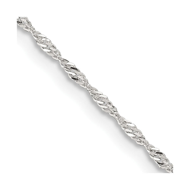 Sterlingsilber 1.4mm Singapurkette Kette mit 2 Zoll Verlängerung. Halskette