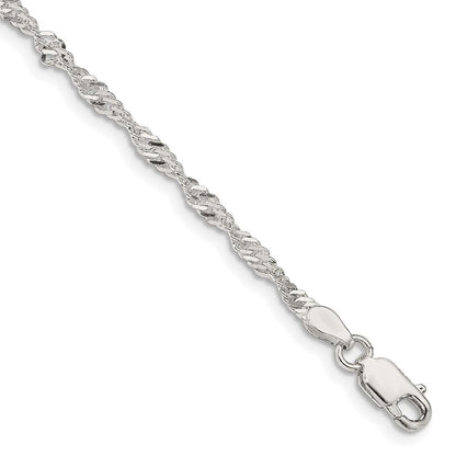 Sterlingsilber 2.25mm Singapurkette Gliederarmband