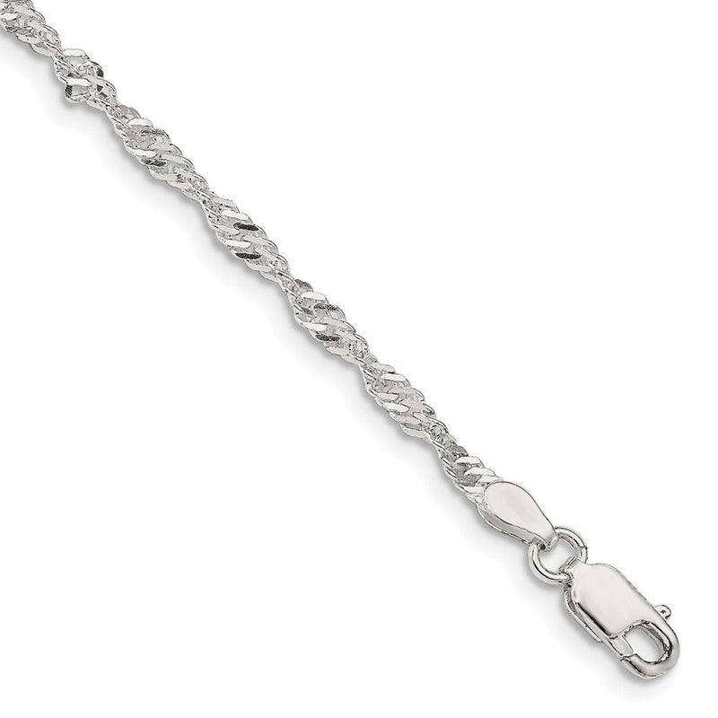 Sterlingsilber 2.25mm Singapurkette Gliederarmband