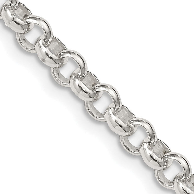 Sterlingsilber Amore La Vita Rhodiniert Poliert 4.75mm 8 Zoll Halb Rund Erbs mit Karabinerverschluss Charm Armband