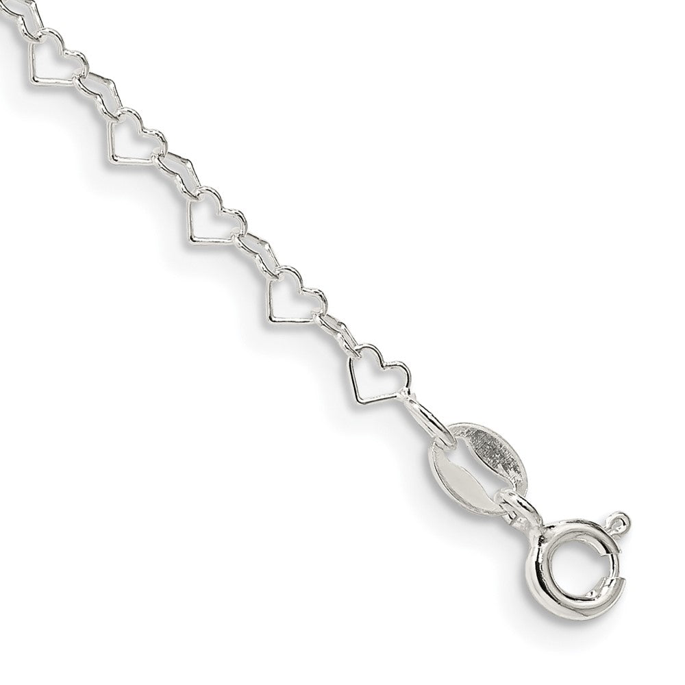 7 Zoll Sterlingsilber 3.5mm Fantasie Herz Glieder Gliederarmband