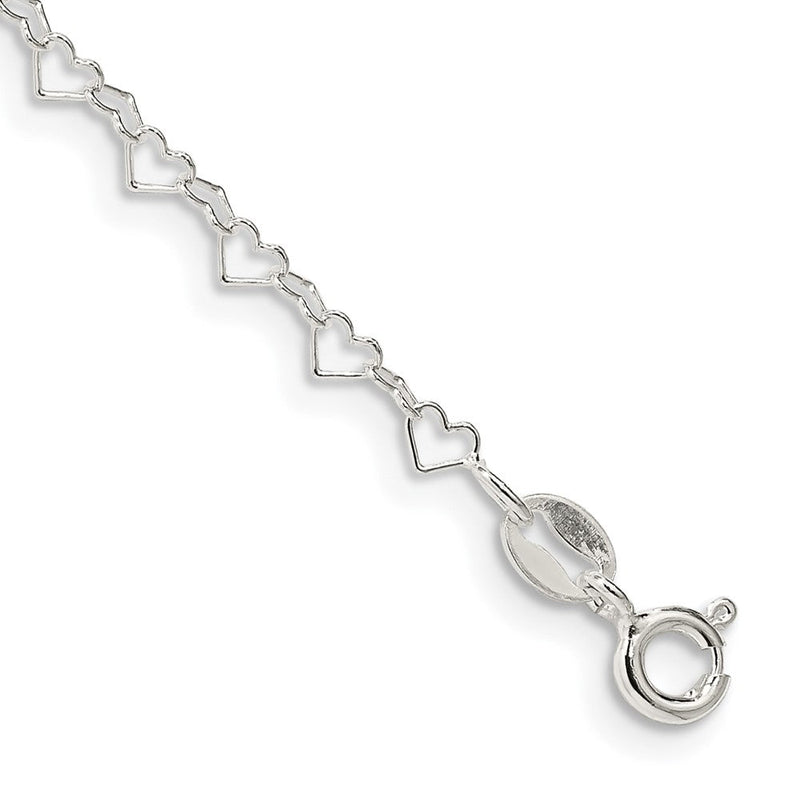 7 Zoll Sterlingsilber 3.5mm Fantasie Herz Glieder Gliederarmband