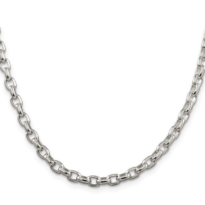 Sterlingsilber 4.4mm Oval Fantasie Erbs Halskette