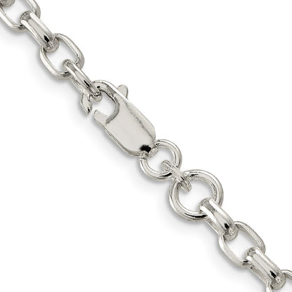 Sterlingsilber 4.4mm Oval Fantasie Erbs Halskette