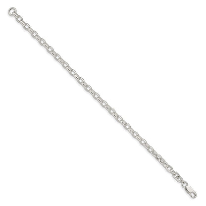 Sterlingsilber 4.4mm Oval Fantasie Erbs Gliederarmband
