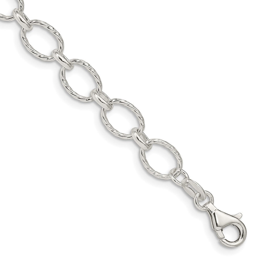 Sterlingsilber 6.1mm Fantasie Gemustert Erbs Gliederarmband