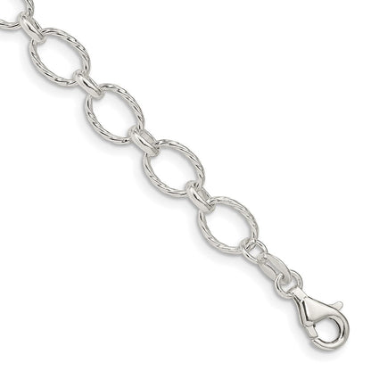Sterlingsilber 6.1mm Fantasie Gemustert Erbs Gliederarmband
