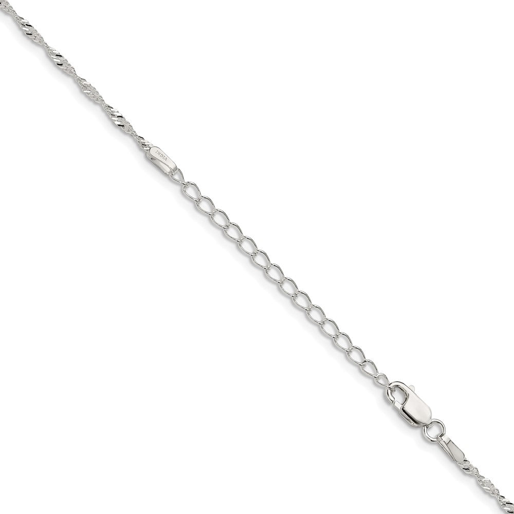 Sterlingsilber 1.75mm Singapurkette Kette mit 2 Zoll Verlängerung. Halskette