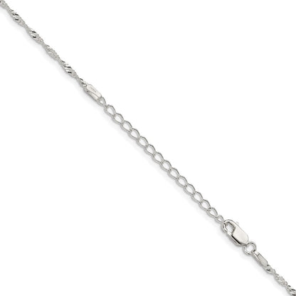 Sterlingsilber 1.75mm Singapurkette Kette mit 2 Zoll Verlängerung. Halskette