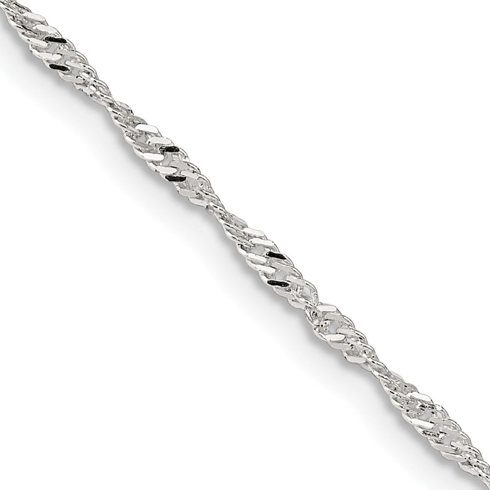 Sterlingsilber 1.75mm Singapurkette Kette mit 2 Zoll Verlängerung. Halskette