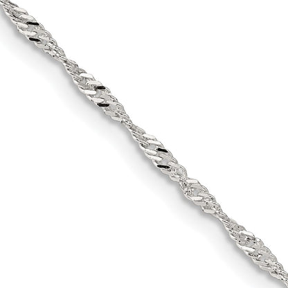 Sterlingsilber 1.75mm Singapurkette Kette mit 2 Zoll Verlängerung. Halskette