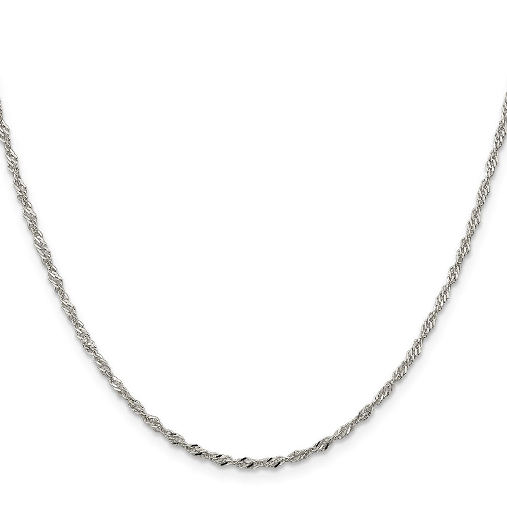 Sterlingsilber 2mm Singapurkette Kette mit 2 Zoll Verlängerung. Halskette
