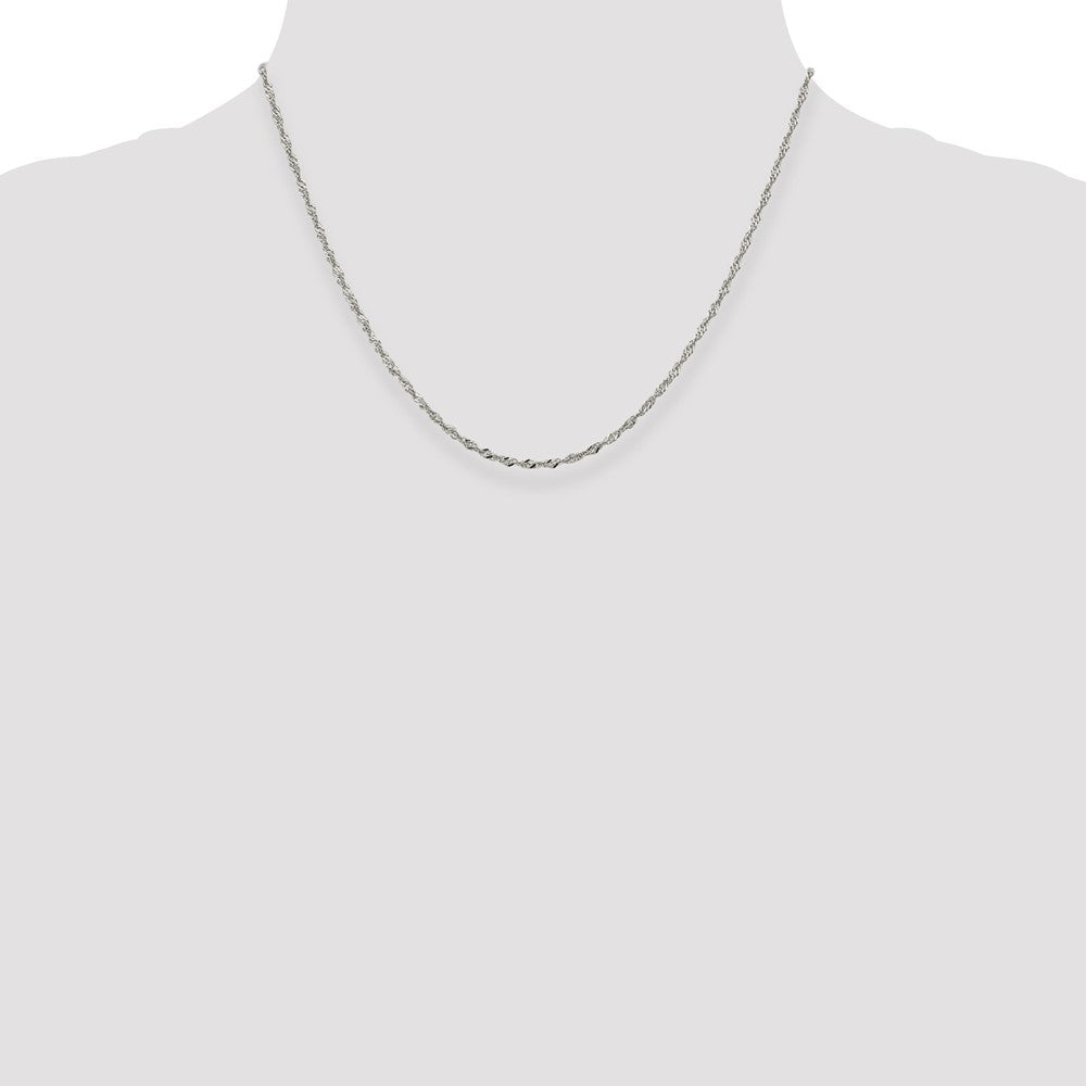 Sterlingsilber 2mm Singapurkette Kette mit 2 Zoll Verlängerung. Halskette