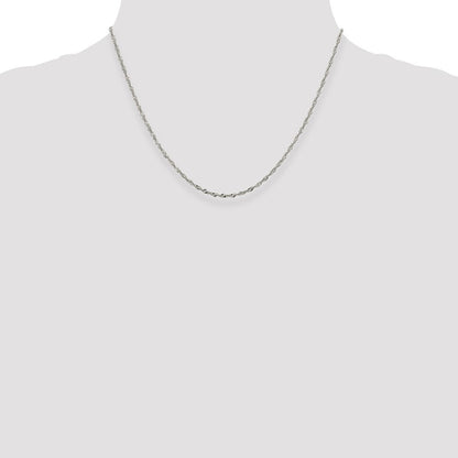 Sterlingsilber 2mm Singapurkette Kette mit 2 Zoll Verlängerung. Halskette