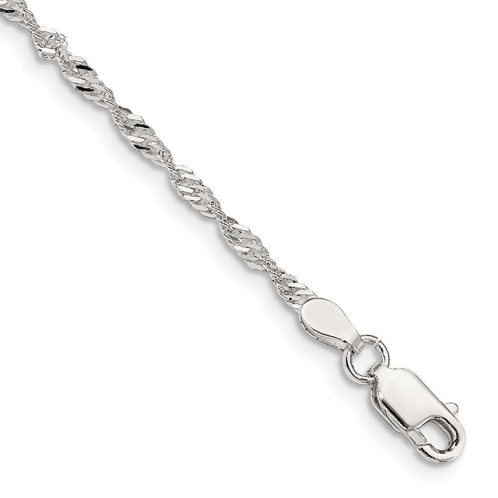 9 Zoll Sterlingsilber 2mm Singapurkette Kette Fußkettchen