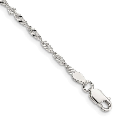 9 Zoll Sterlingsilber 2mm Singapurkette Kette Fußkettchen