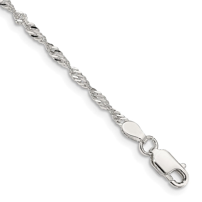 9 Zoll Sterlingsilber 2mm Singapurkette Kette Fußkettchen