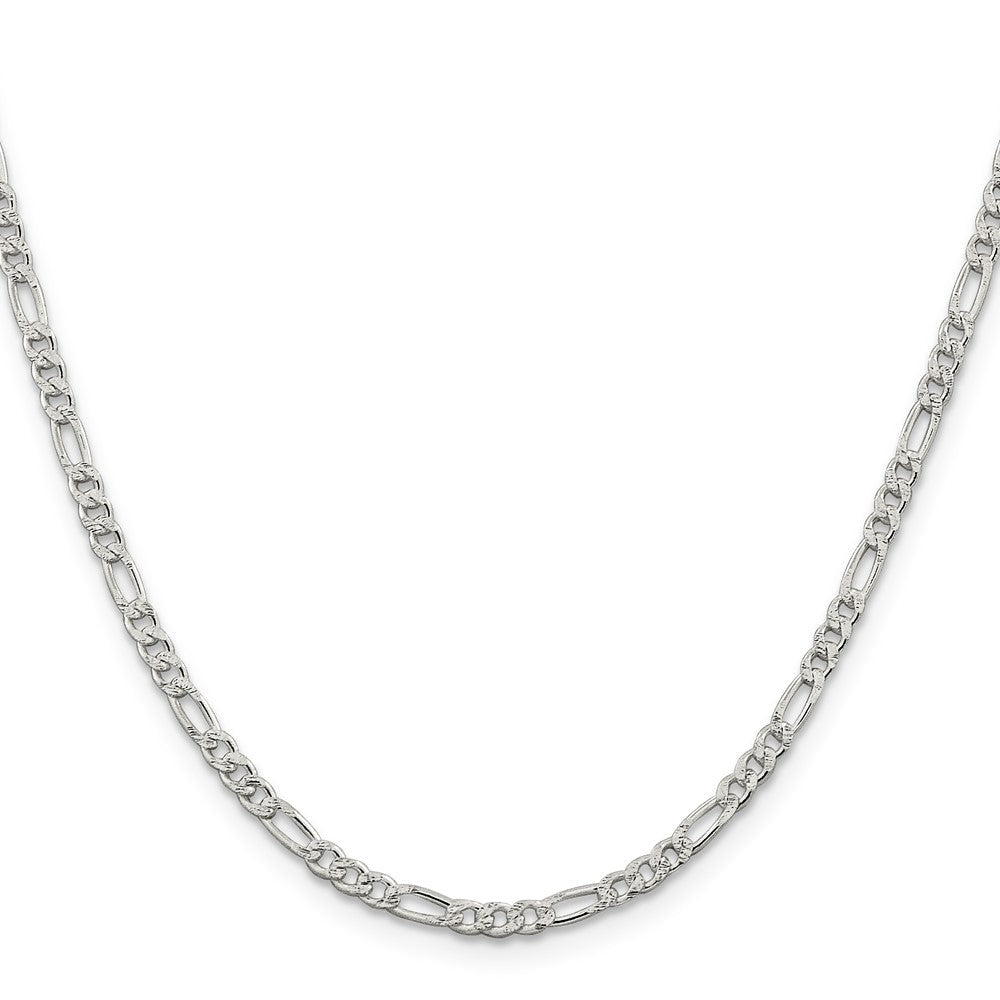 Sterlingsilber 3mm Pavé Flach Figaro Halskette