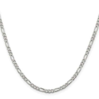Sterlingsilber 3mm Pavé Flach Figaro Halskette