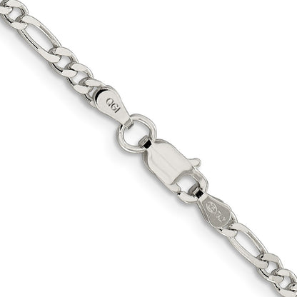 Sterlingsilber 3mm Pavé Flach Figaro Halskette