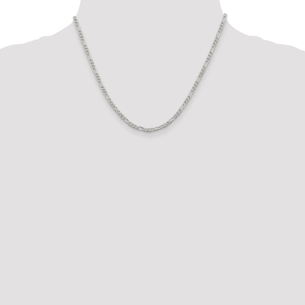 Sterlingsilber 3mm Pavé Flach Figaro Halskette