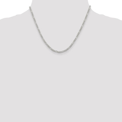 Sterlingsilber 3mm Pavé Flach Figaro Halskette