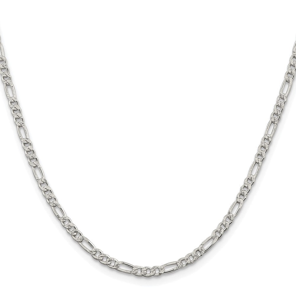 Sterlingsilber Rhodiniert 3mm Pavéé Flach Figaro Halskette