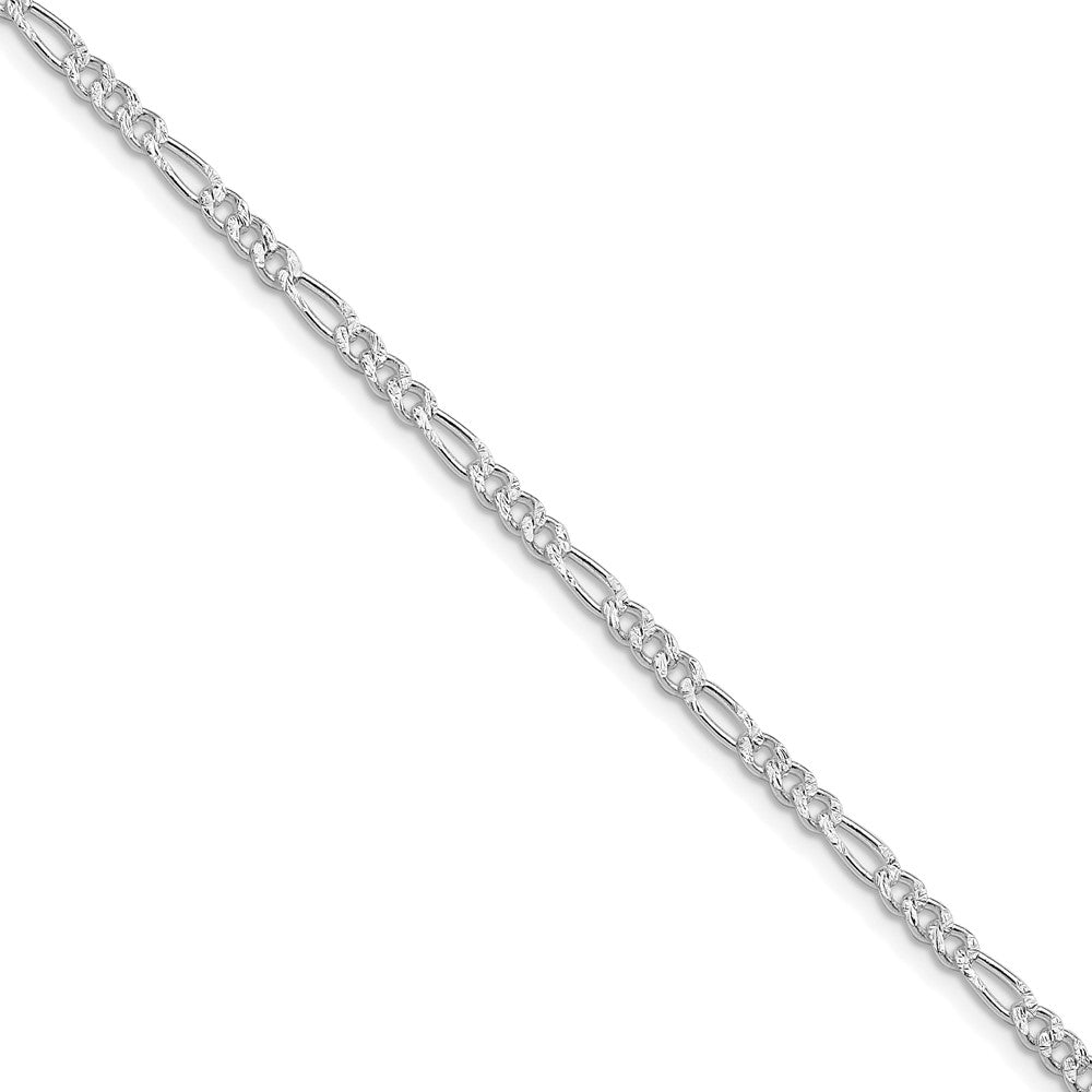 Sterlingsilber Rhodiniert 3mm Pavéé Flach Figaro Halskette