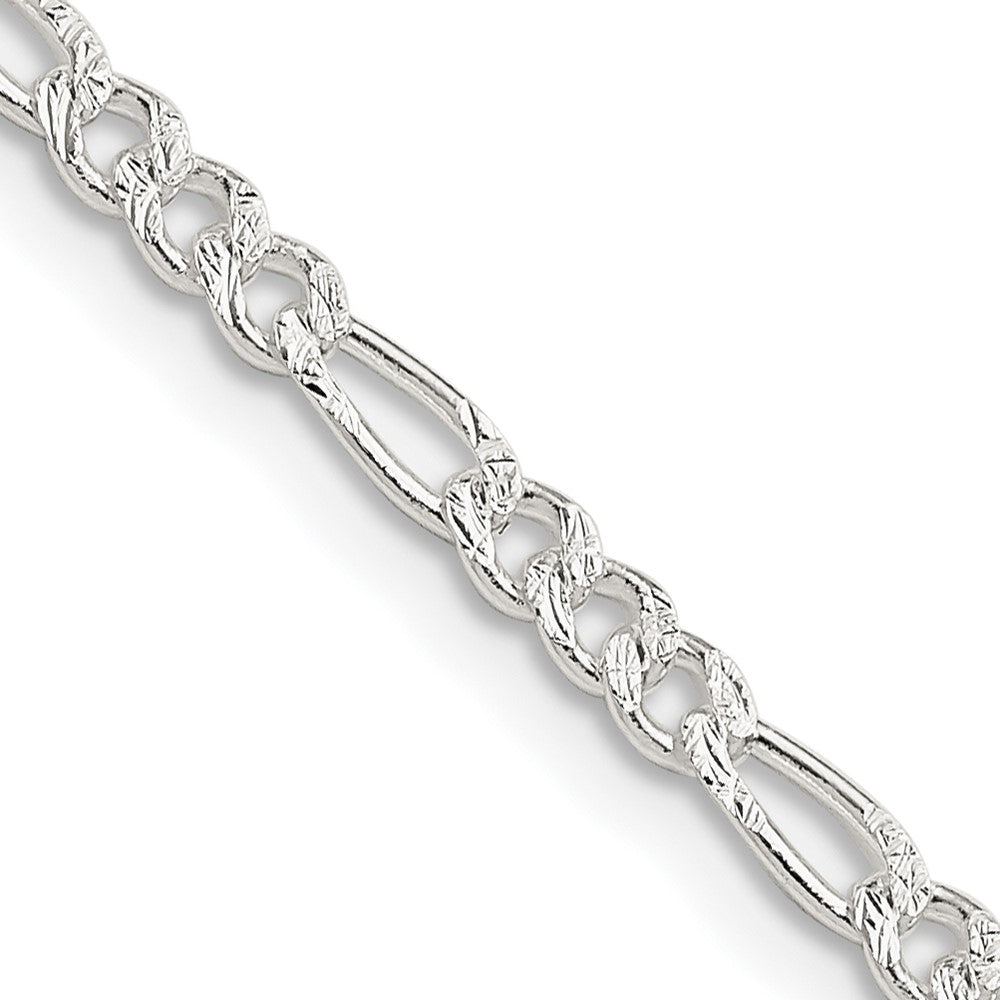 Sterlingsilber 3mm Pavé Flach Figaro Halskette