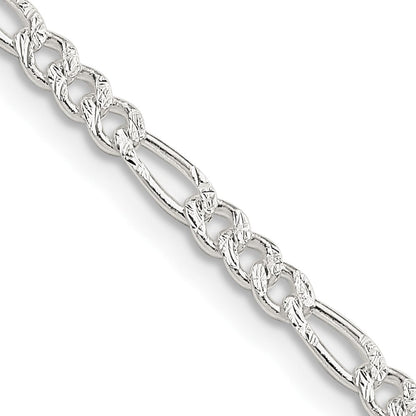 Sterlingsilber 3mm Pavé Flach Figaro Halskette