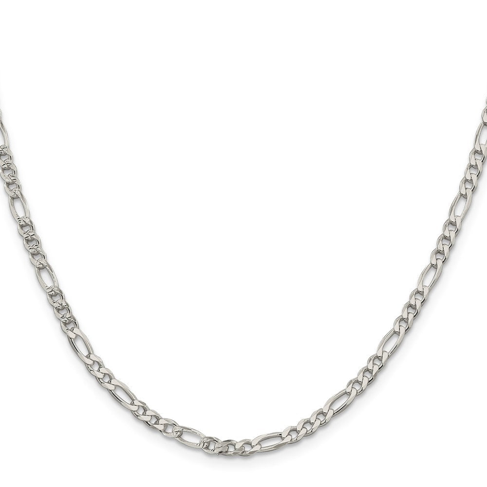 Sterlingsilber 4mm Pavé Flach Figaro Halskette