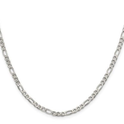 Sterlingsilber 4mm Pavé Flach Figaro Halskette