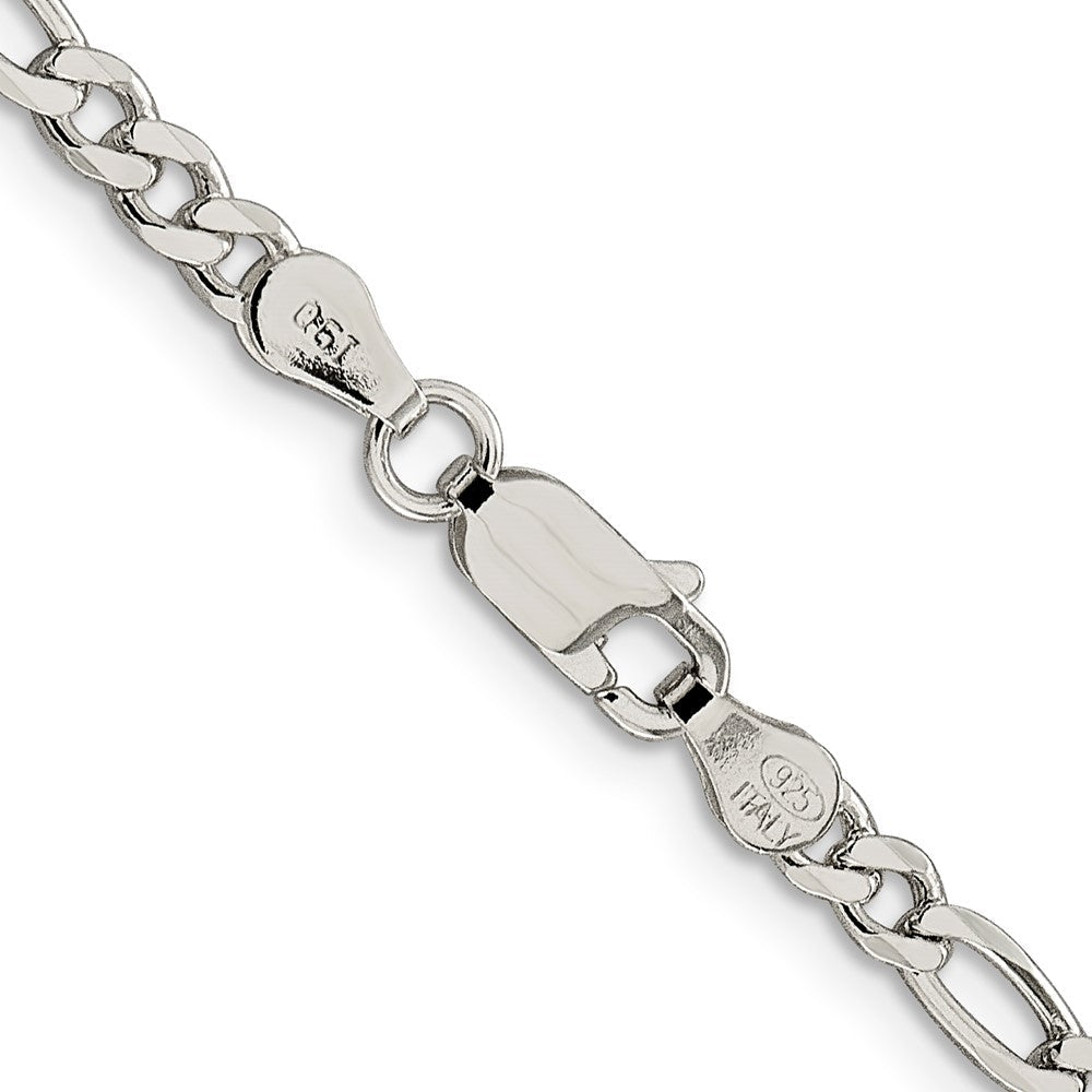 Sterlingsilber 4mm Pavé Flach Figaro Halskette