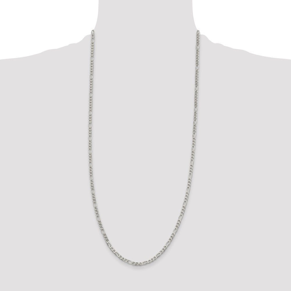 Sterlingsilber 4mm Pavé Flach Figaro Halskette