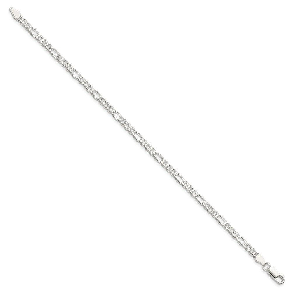 Sterlingsilber 4mm Pavé Flach Figaro Gliederarmband