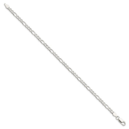 Sterlingsilber 4mm Pavé Flach Figaro Gliederarmband