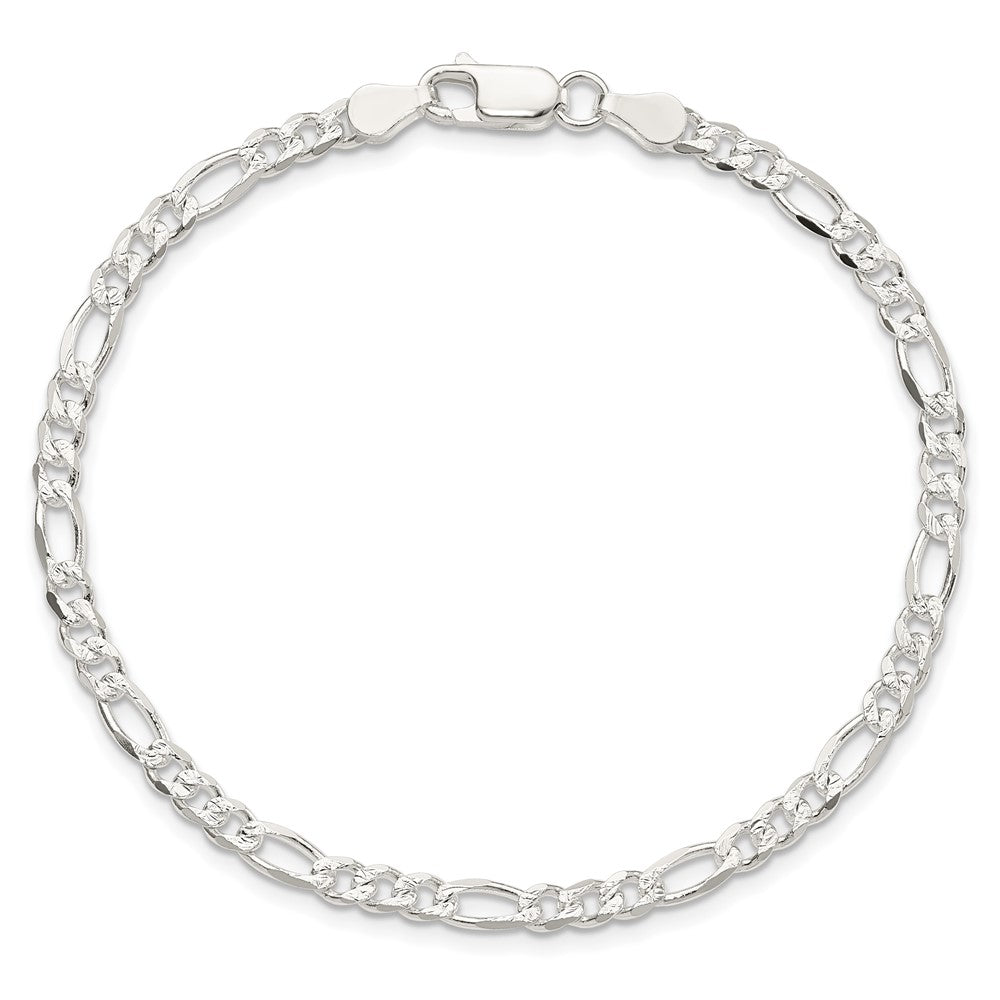 Sterlingsilber 4mm Pavé Flach Figaro Gliederarmband