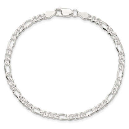 Sterlingsilber 4mm Pavé Flach Figaro Gliederarmband