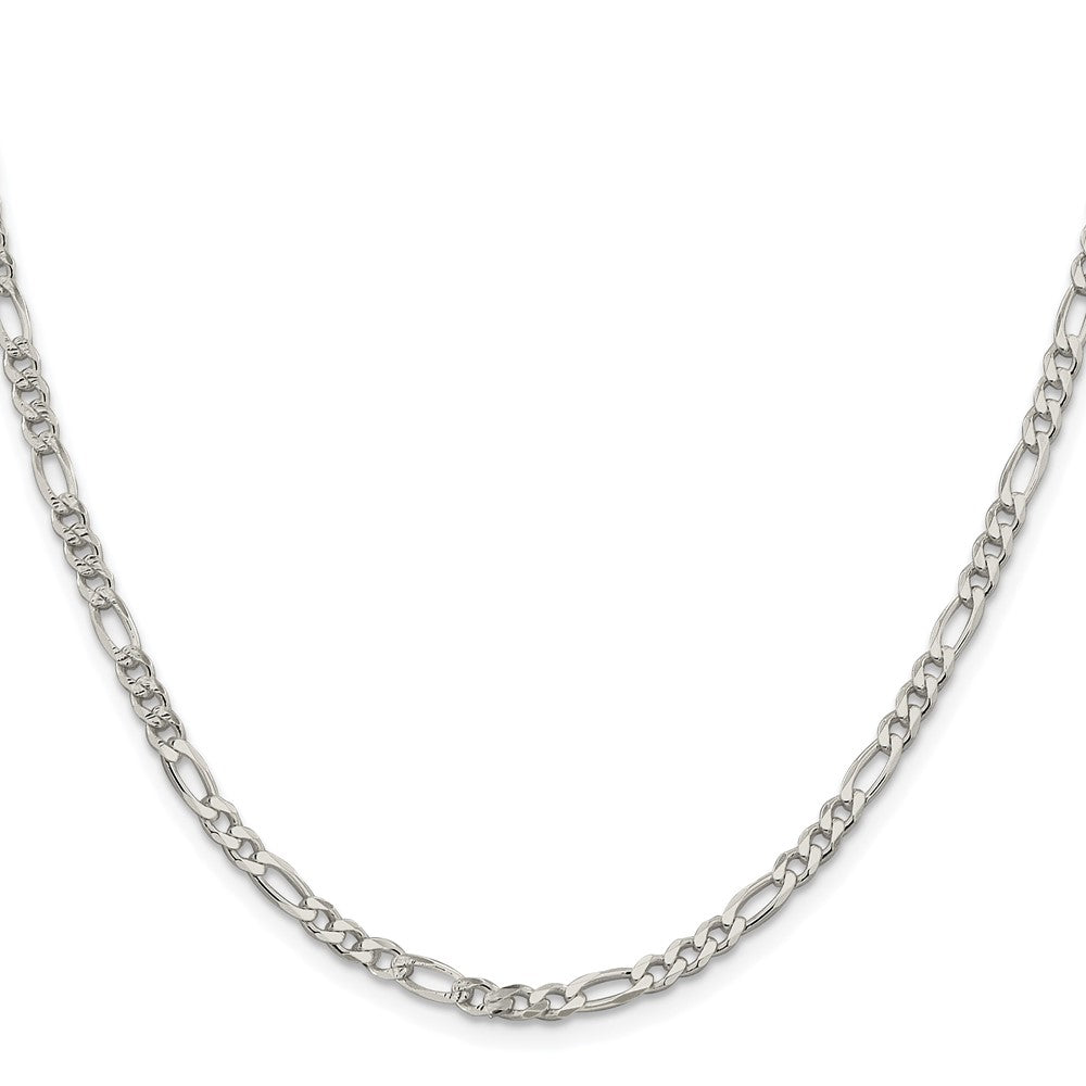 Sterlingsilber Rhodiniert 4mm Pavéé Flach Figaro Halskette