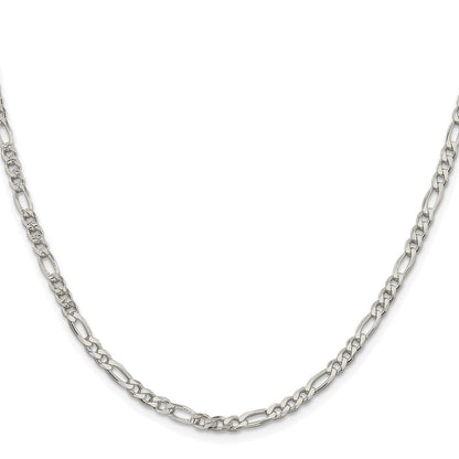 Sterlingsilber Rhodiniert 4mm Pavéé Flach Figaro Halskette