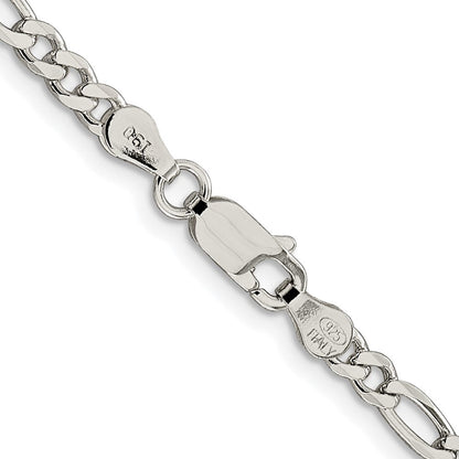 Sterlingsilber Rhodiniert 4mm Pavéé Flach Figaro Halskette