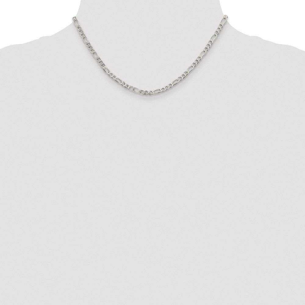 Sterlingsilber Rhodiniert 4mm Pavéé Flach Figaro Halskette