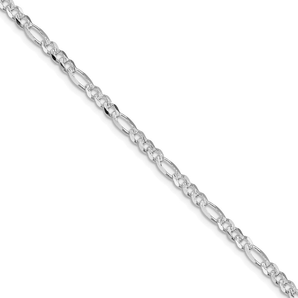 Sterlingsilber Rhodiniert 4mm Pavéé Flach Figaro Halskette