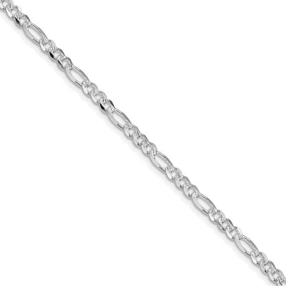 Sterlingsilber Rhodiniert 4mm Pavéé Flach Figaro Halskette