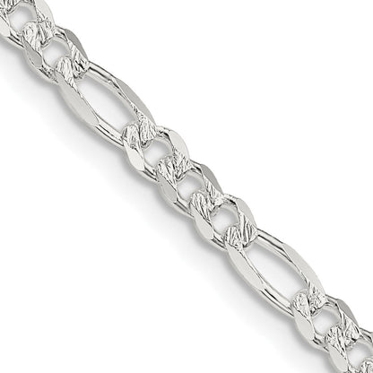 Sterlingsilber 4mm Pavé Flach Figaro Halskette