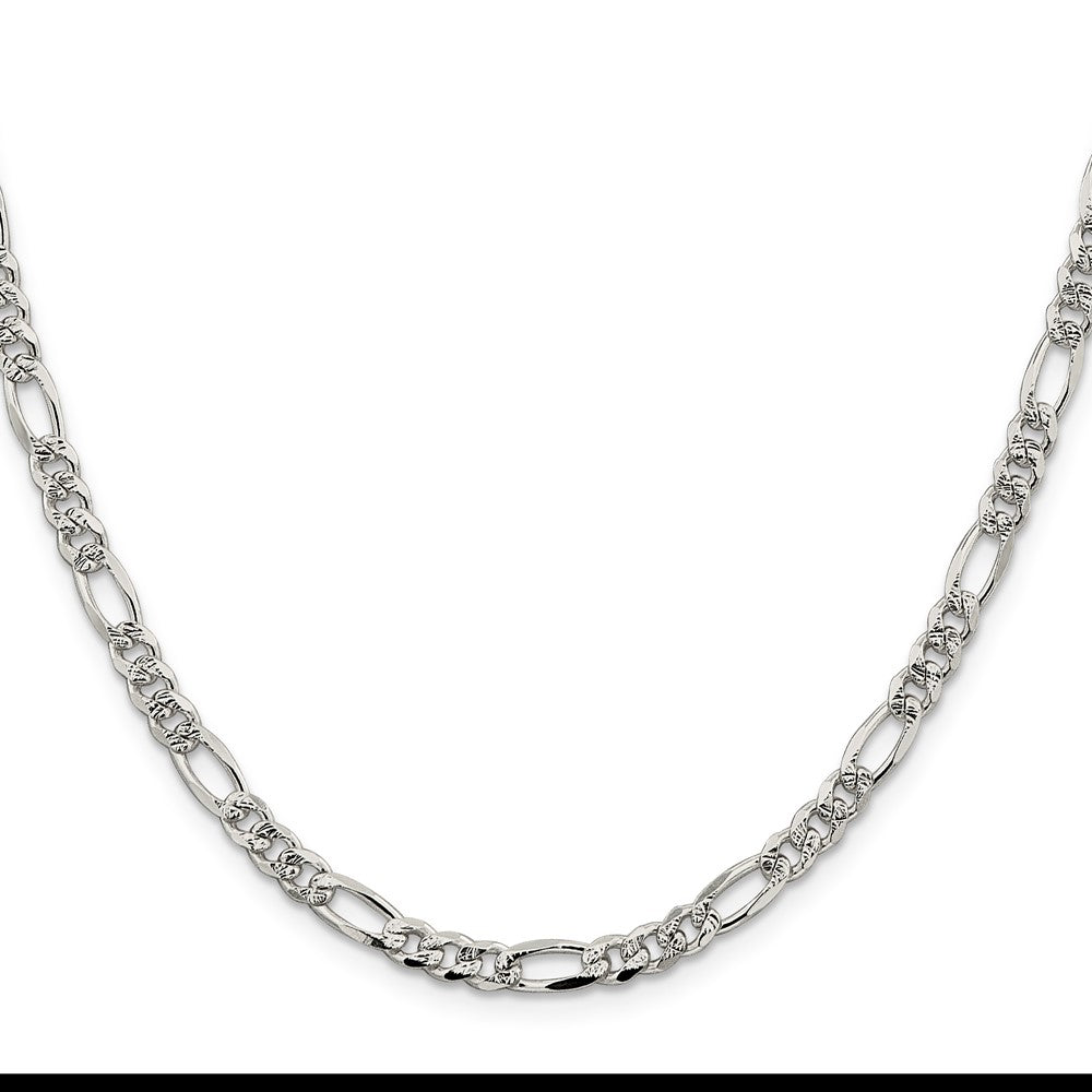 Sterlingsilber 4.3mm Pavé Flach Figaro Halskette