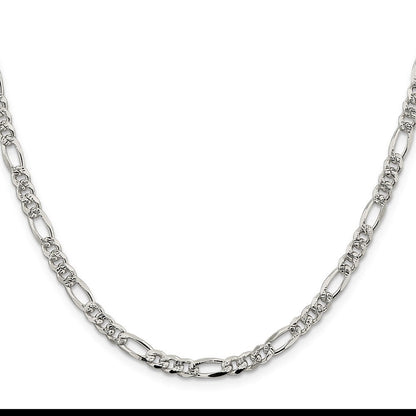 Sterlingsilber 4.3mm Pavé Flach Figaro Halskette